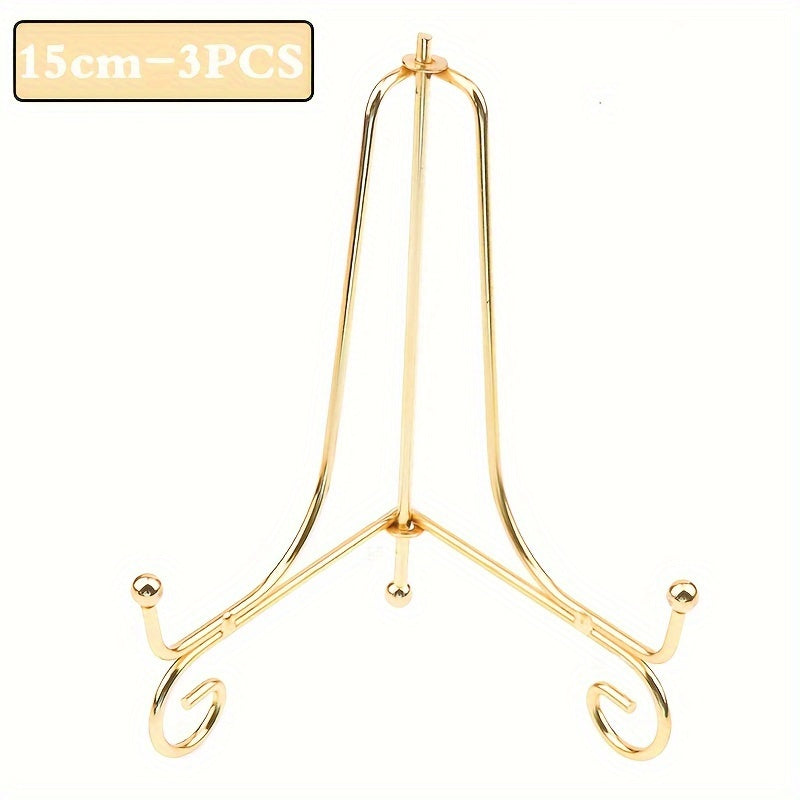 Set of 3 Classic Metal Display Easels for Photos, Plates, and Art
