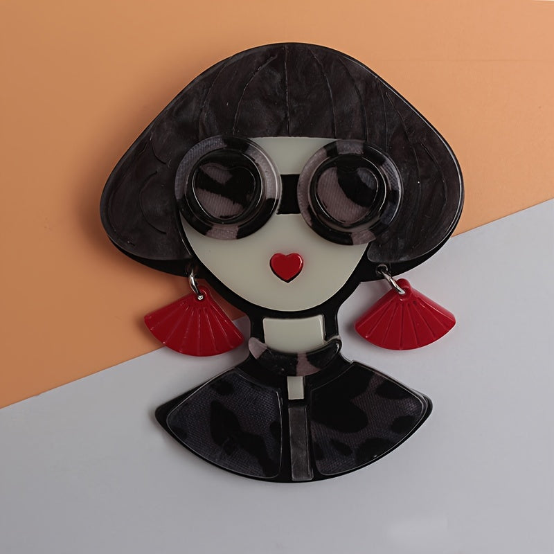 Elegant Lady Brooch Retro Chic Pin for Lapel or Scarf