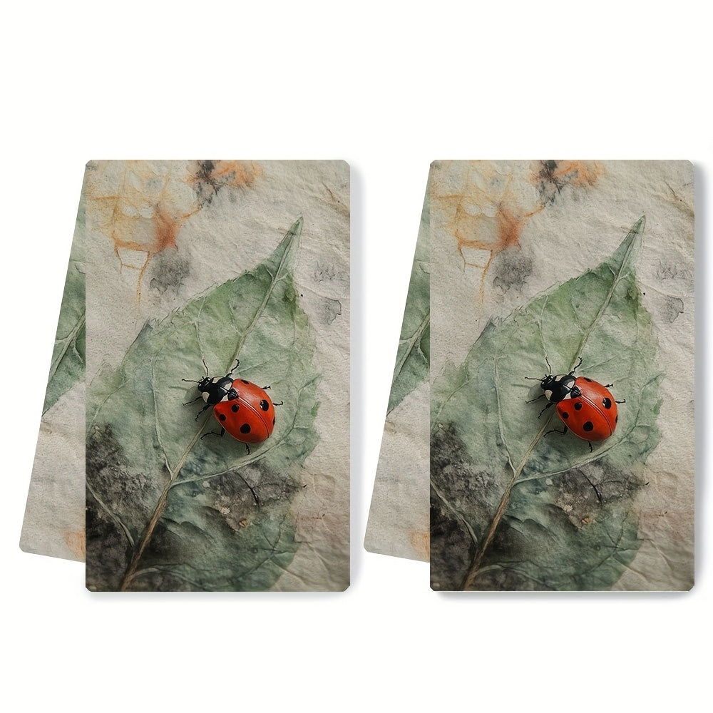 Coastal Ladybug Kitchen Towels 40x60cm Absorbent Polyester Hand Towels
