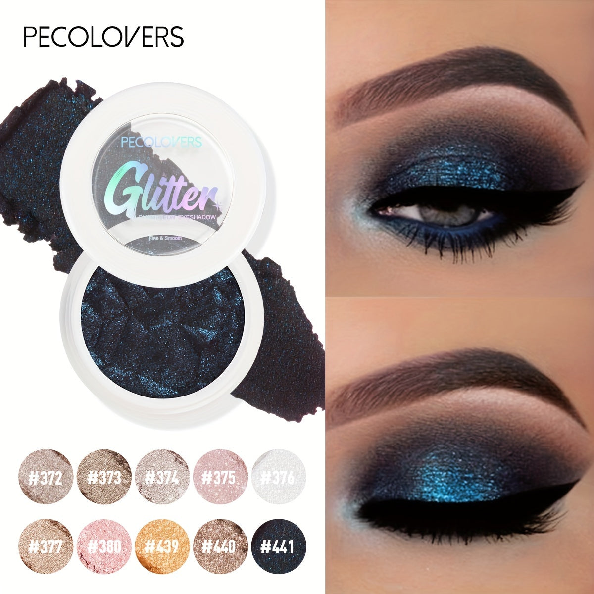 Women Sparkling Metallic Eyeshadow Nude to Gold Shimmer Glitter