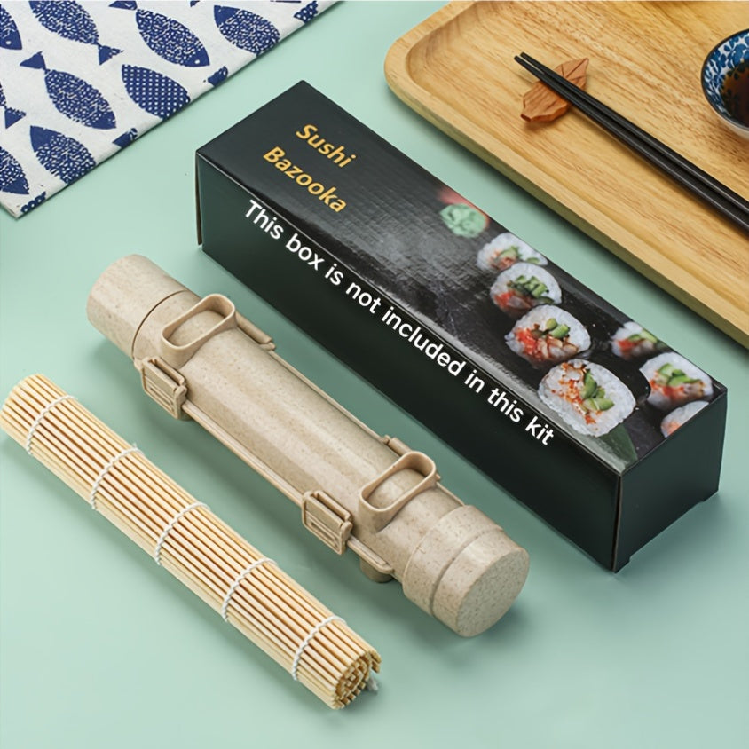 Set de inicio para hacer sushi, kit de 2 piezas, bazooka de sushi de plástico, rodillo, herramientas de cocina