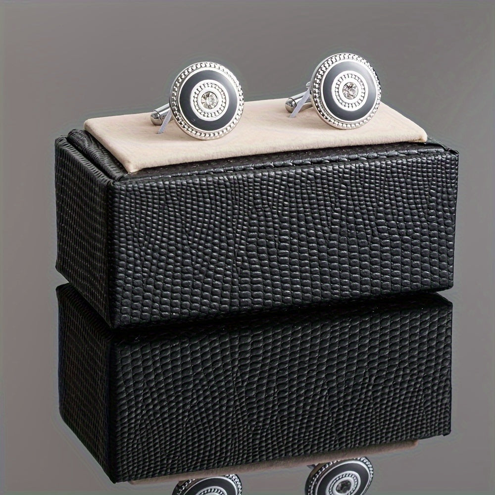 Men's Enamel Cufflinks with Faux Diamond Details Alloy Non-Woven Fabric Pair