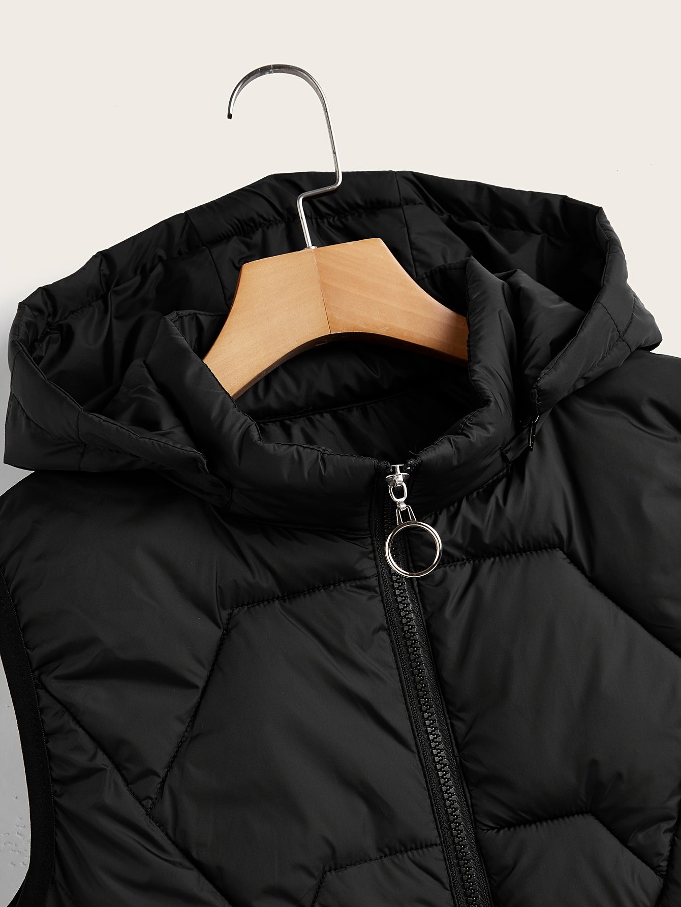 Women's Sleeveless Hooded Zip-Up Vest Coat Solid Winter Outerwear