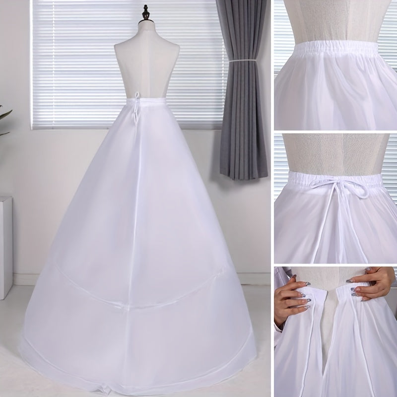 Women's Wedding Dress with Adjustable Steel Elastic Waist and Trailing Skirt Bustle