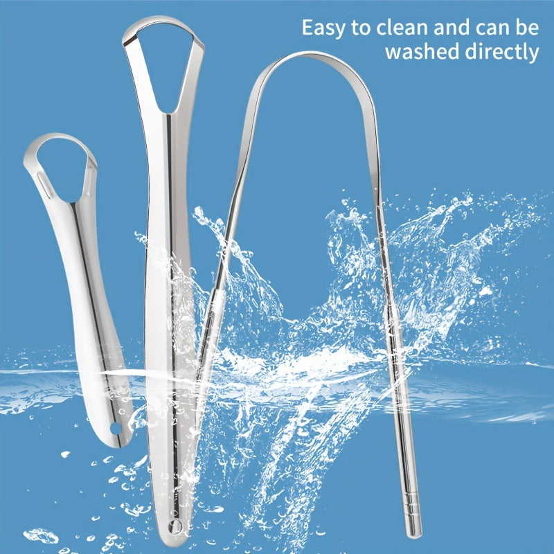 3Pcs Stainless Steel Tongue Scrapers, Dual-Sided Oral Care Tools