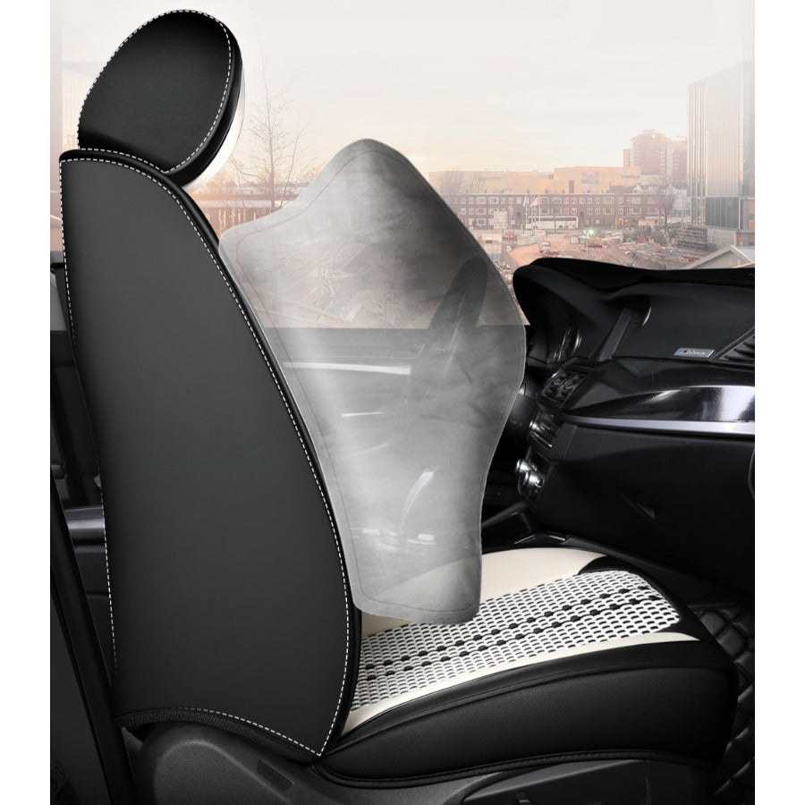 Funda de asiento de coche de seda de hielo transpirable para verano con cobertura completa y reposacabezas