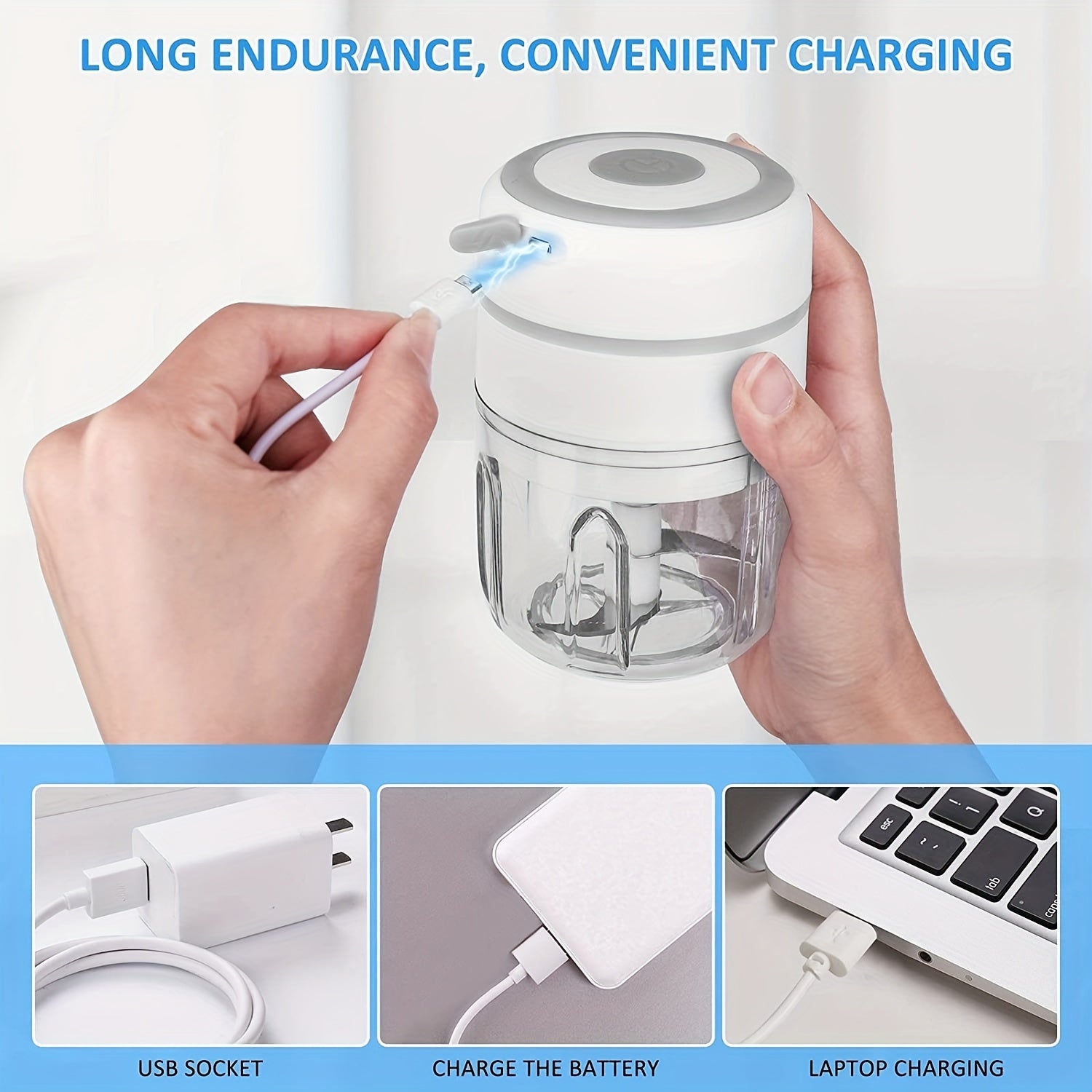 Picadora eléctrica de alimentos con triturador de ajo y molinillo de carne 100ml 250ml