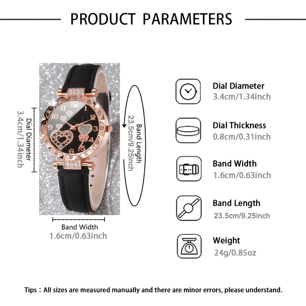 Women's Quartz Watch Set with 3 Watches and Bracelets Stylish Elegant Jewelry