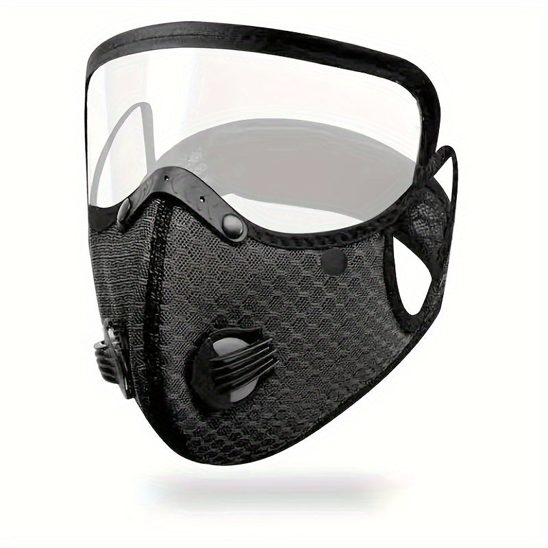 1/2 Ajratiladigan yuz niqobi, nafas chiqarish klapanli, shaffof ko'z qalqoni, og'iz filtri, changdan himoyalovchi, erkaklar va ayollar uchun mos.