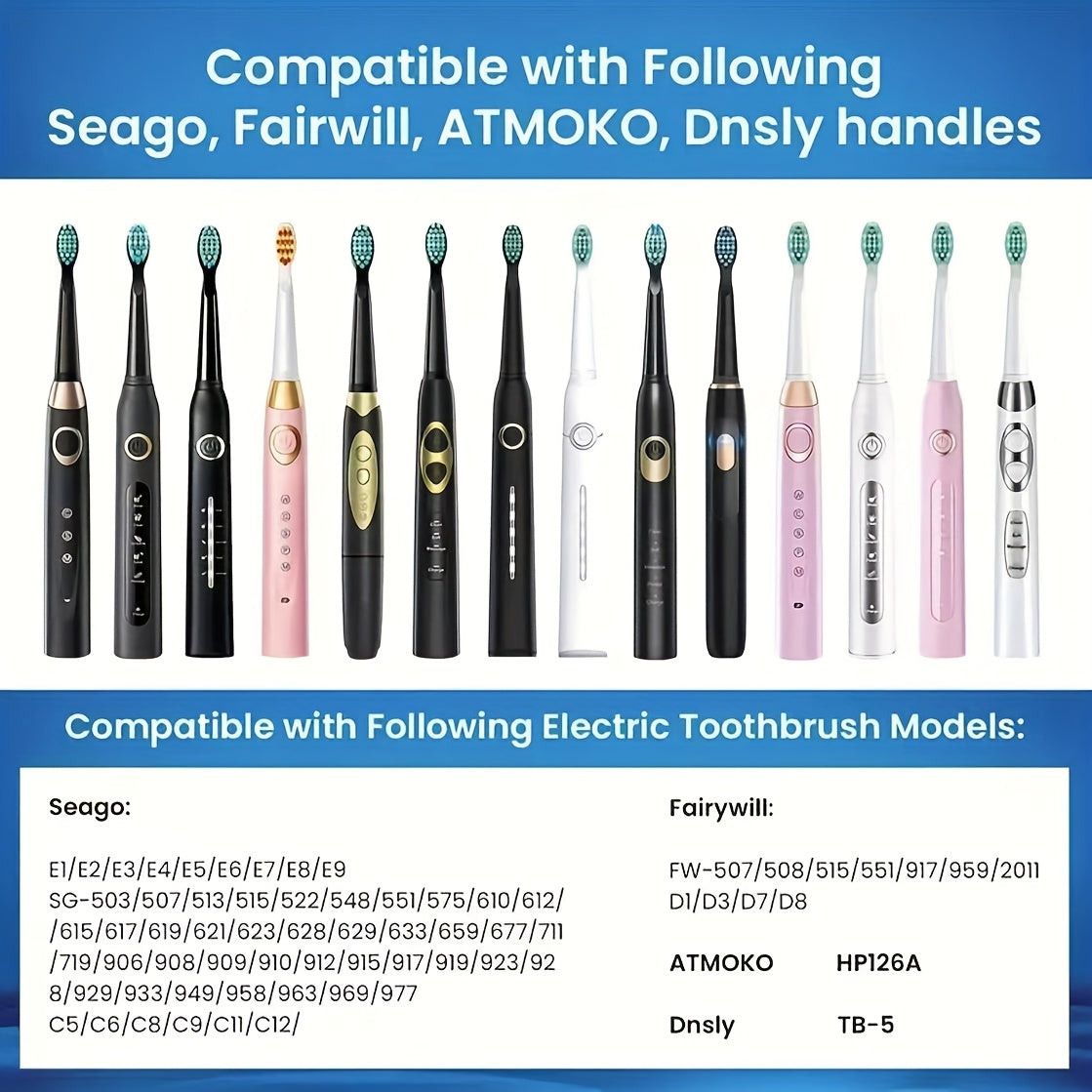 Electric Toothbrush Replacement Heads 5pcs Nylon Compatible with Sonic Models