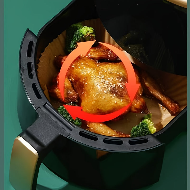 50 Disposable Air Fryer Liners Square Round 21cm Heat-Resistant Oil-Absorbing