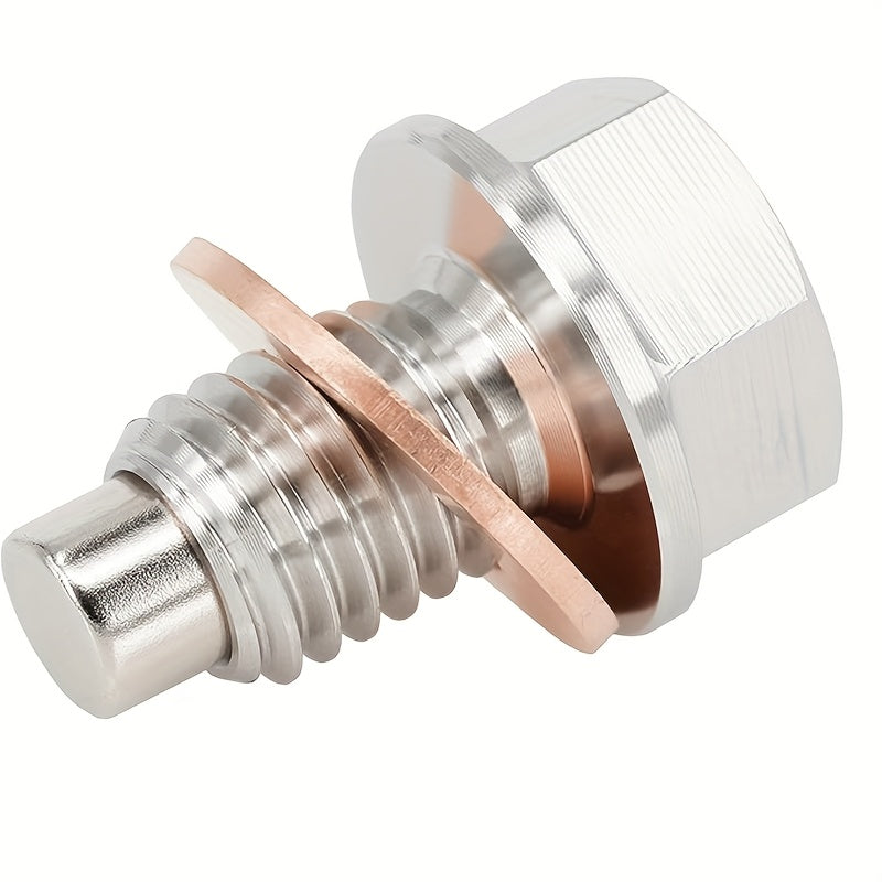 Magnetic Stainless Steel Oil Drain Plug with Red Copper Washer Gasket Replacement