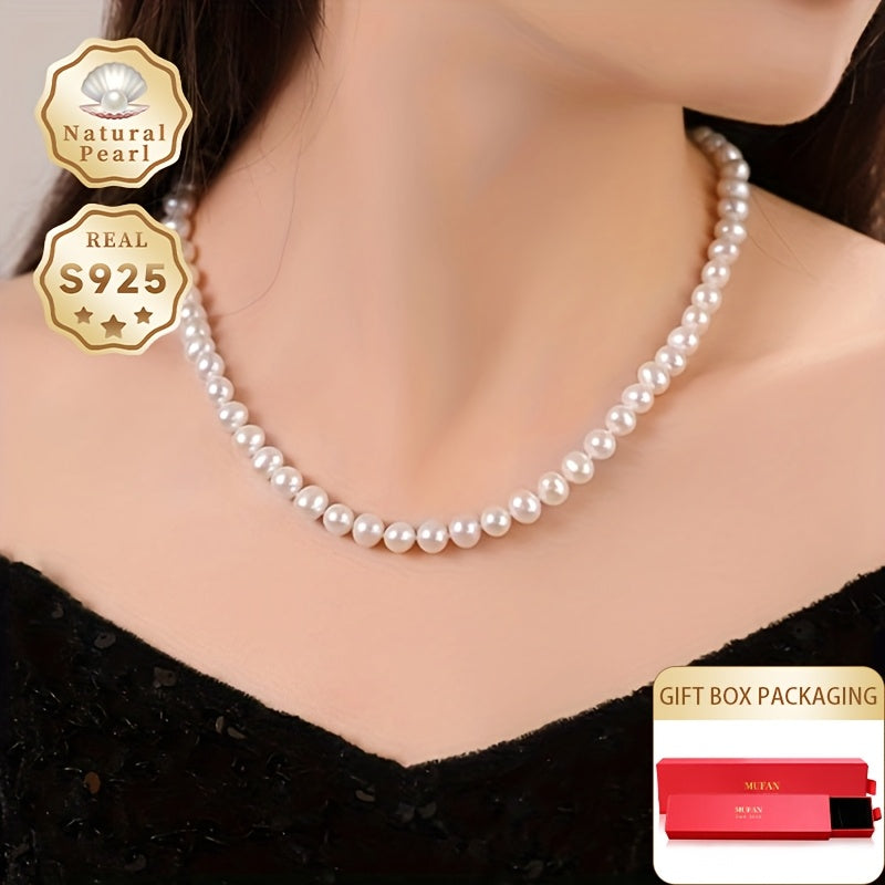 Women’s Freshwater Pearl Necklace 6-7mm S925 Silver Clasp June Birthstone