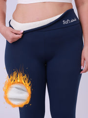 Plus Size Women's Fleece-Lined High Waist Stretch Leggings Warm Thick