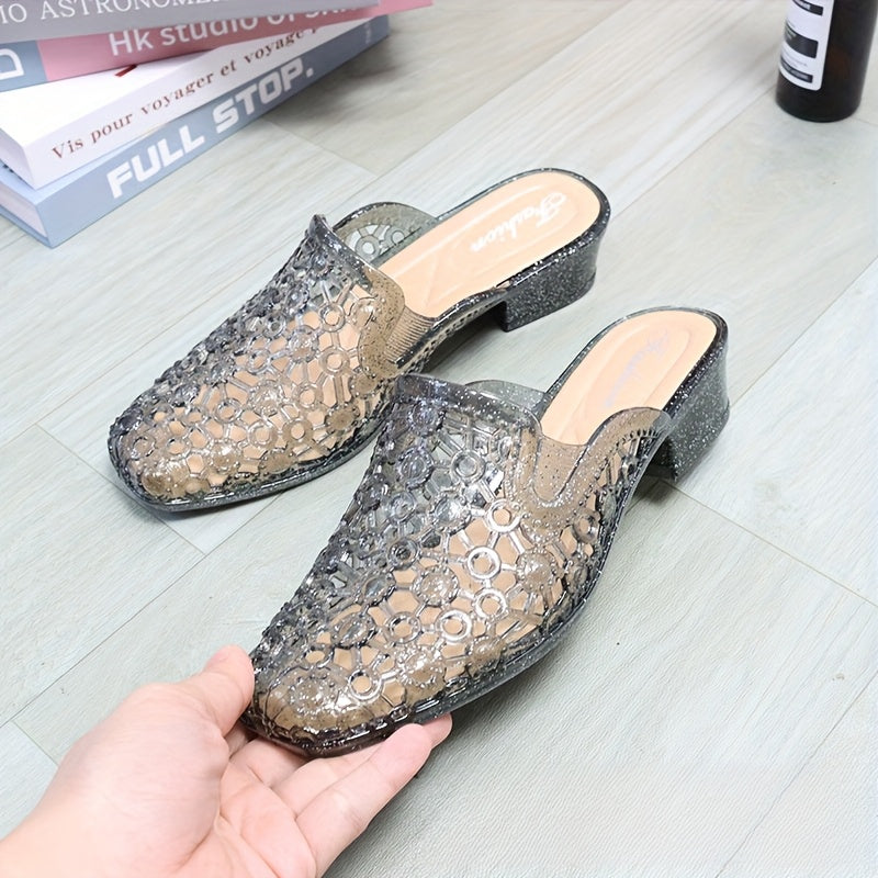 Ayollar moda sandallari, sirpanishga qarshi, keng bo'yinli, yopiq barmoqli, kundalik poyabzal