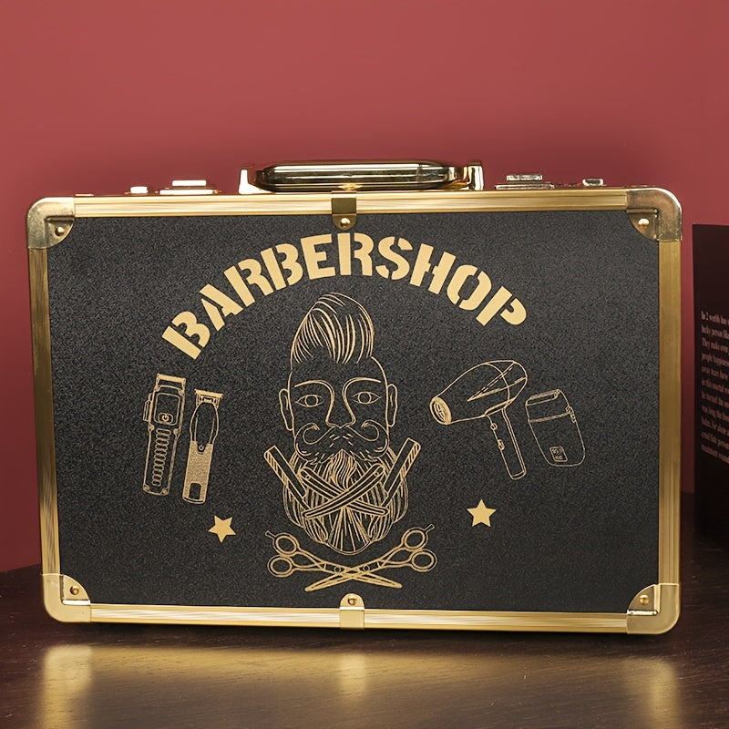 Qassoblar uchun mo'ljallangan qattiq saqlash qutisi, qaychi, taroq, moy va aksessuarlar bilan