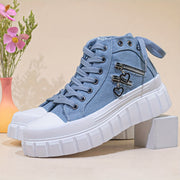 Women's All-Season High Top Sports Shoes with Thick Sole Breathable Fabric