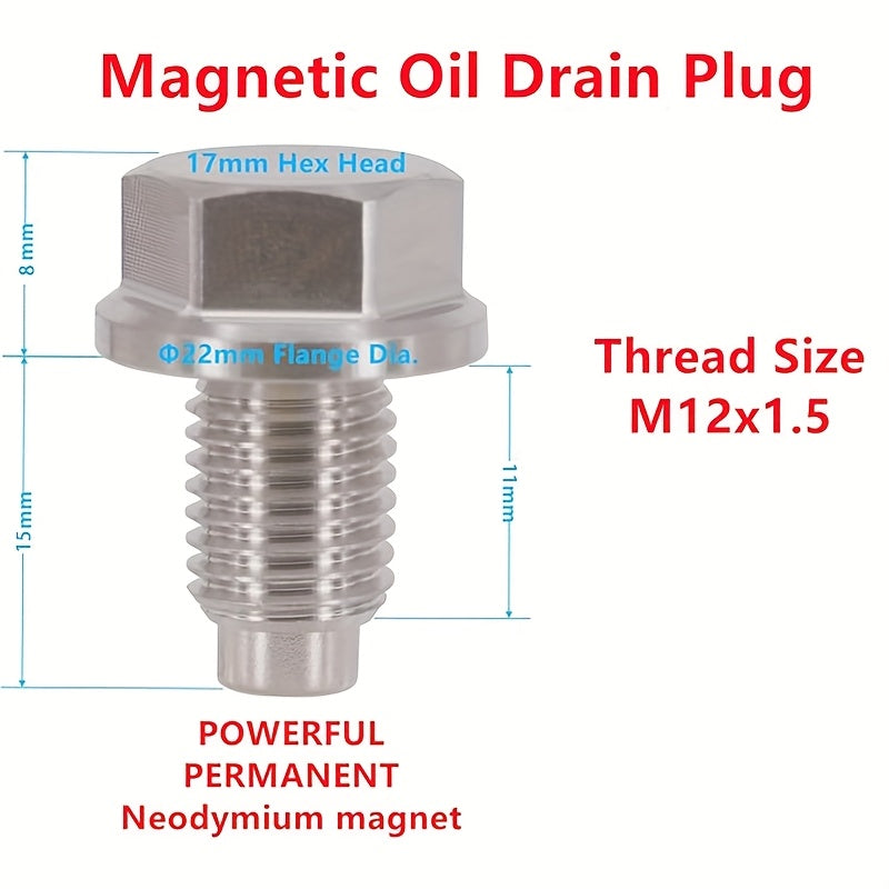 Magnetic Stainless Steel Oil Drain Plug with Red Copper Washer Gasket Replacement