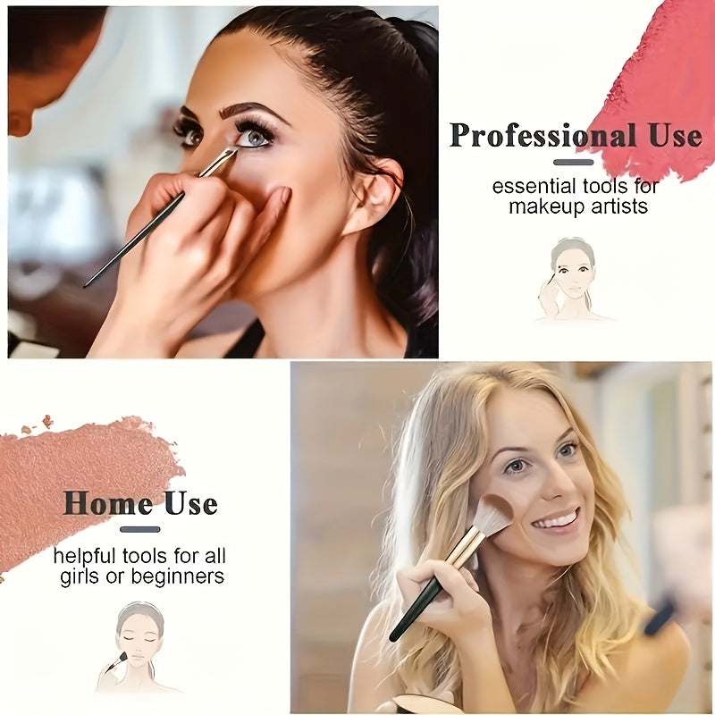 14-Piece Makeup Brush Set Nylon Bristle Palm Brushes All Skin Types Alcohol-Free