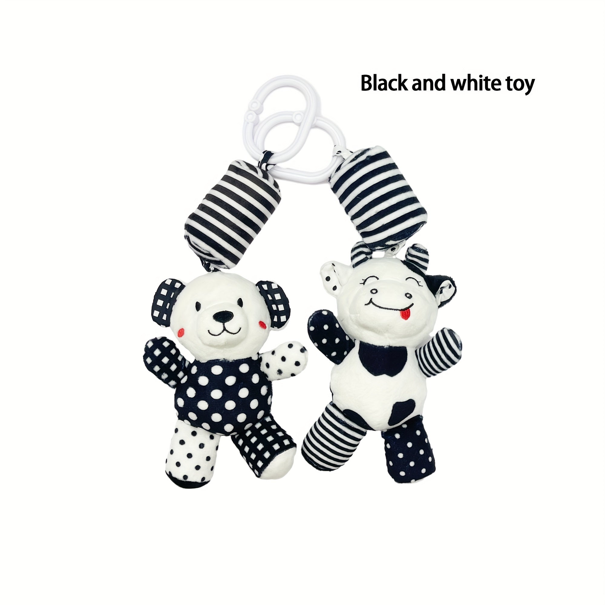 Baby Black and White Wind Chime Bed Decor for Newborns Car Pendant Plush Rattle Visual Training Bell