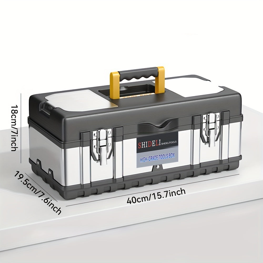 Stainless Steel Double Layer Hardware Storage Box Waterproof Durable Industrial Tool Organizer