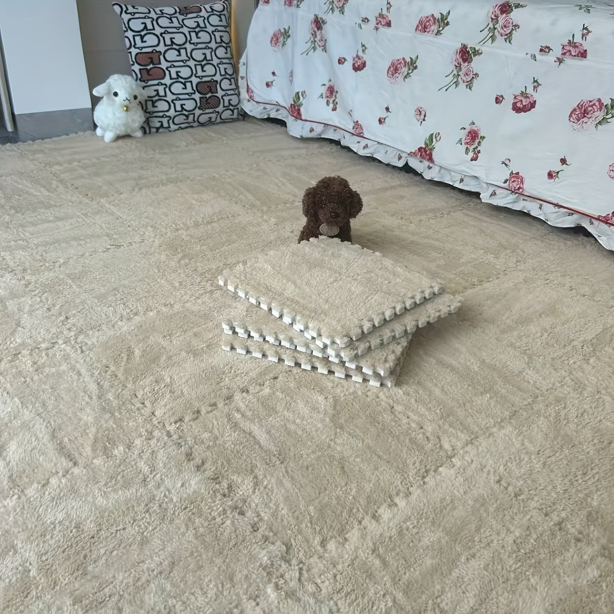 Интерлоковые цветочные коврики из EVA-пены для пола для гостиной, спальни, кабинета, набор из 30 моющихся звукоизоляционных элементов для домашнего декора