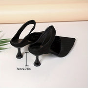 Women's Pointed Toe High Heel Sandals Black Fabric Formal Dress Shoes