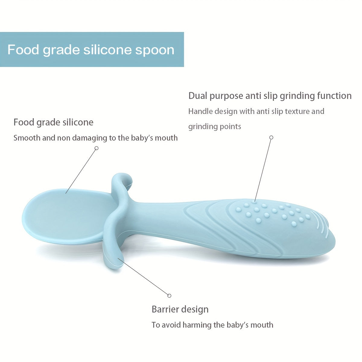 Set of 3 Soft Feeding Tableware for Toddlers Silicone Rice Paste Spoon and Fork