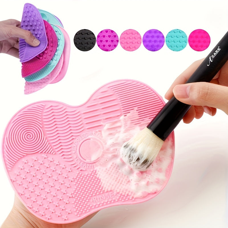 Silicone Beauty Tool Cleaner Pad Apple-Shaped Textured Surface for Makeup