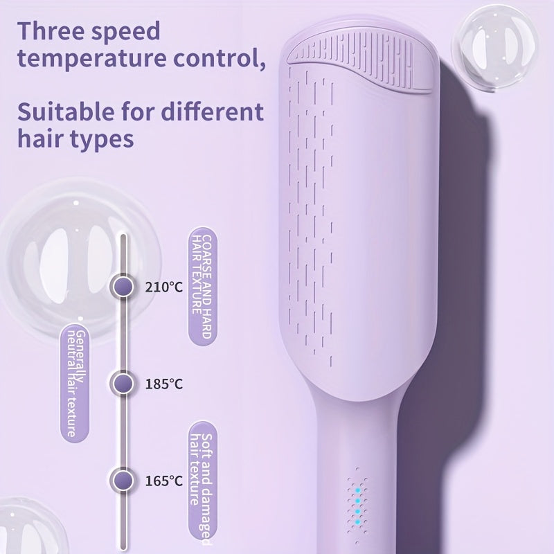 Cepillo alisador con calor de 32 mm, barril grande, iones negativos, cerámica, uso en húmedo y seco, enchufe europeo