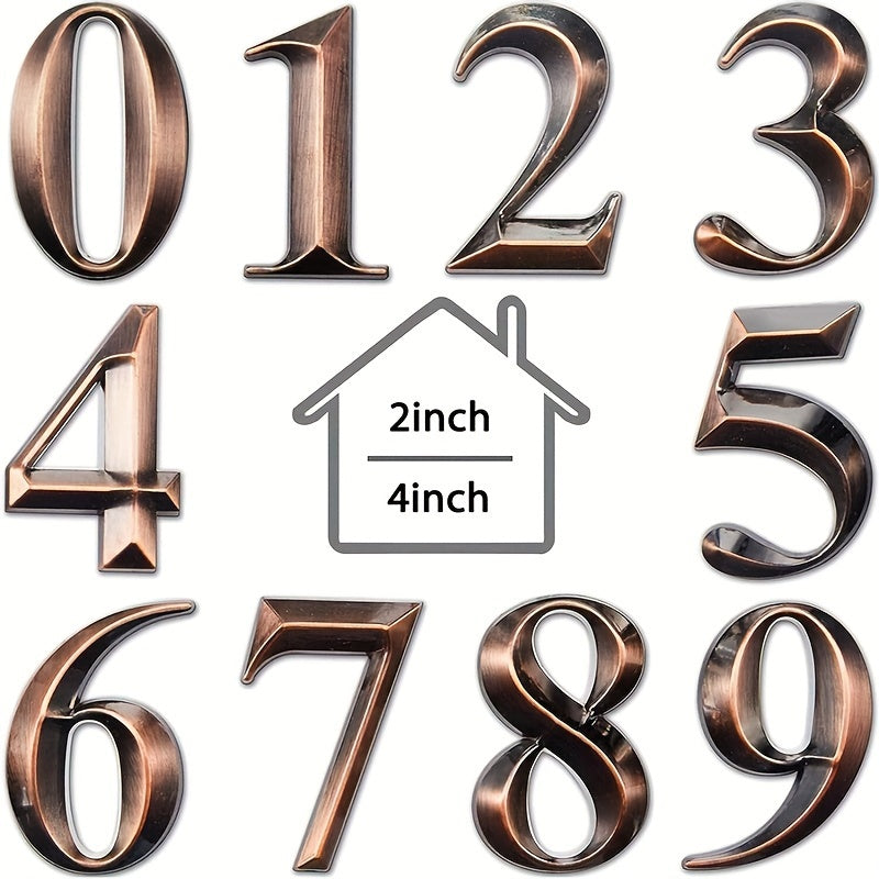 Self-Adhesive Rhombus House Number Sign Resin Copper for Hotels Apartments Modern Homes