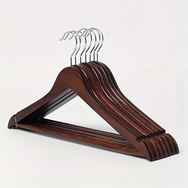 Pack de 10 perchas de madera con ganchos giratorios de cromo, acabado lacado, con muescas para camisas, abrigos, chaquetas y vestidos