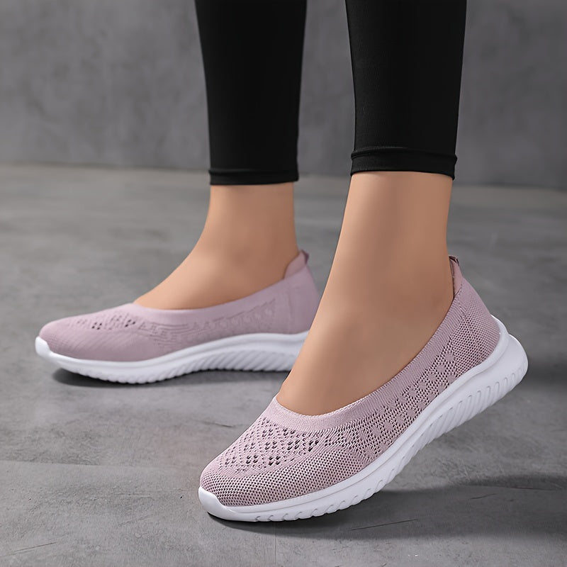 Women's Breathable Slip-On Sneakers Low Top Casual Fabric Solid Color All-Season