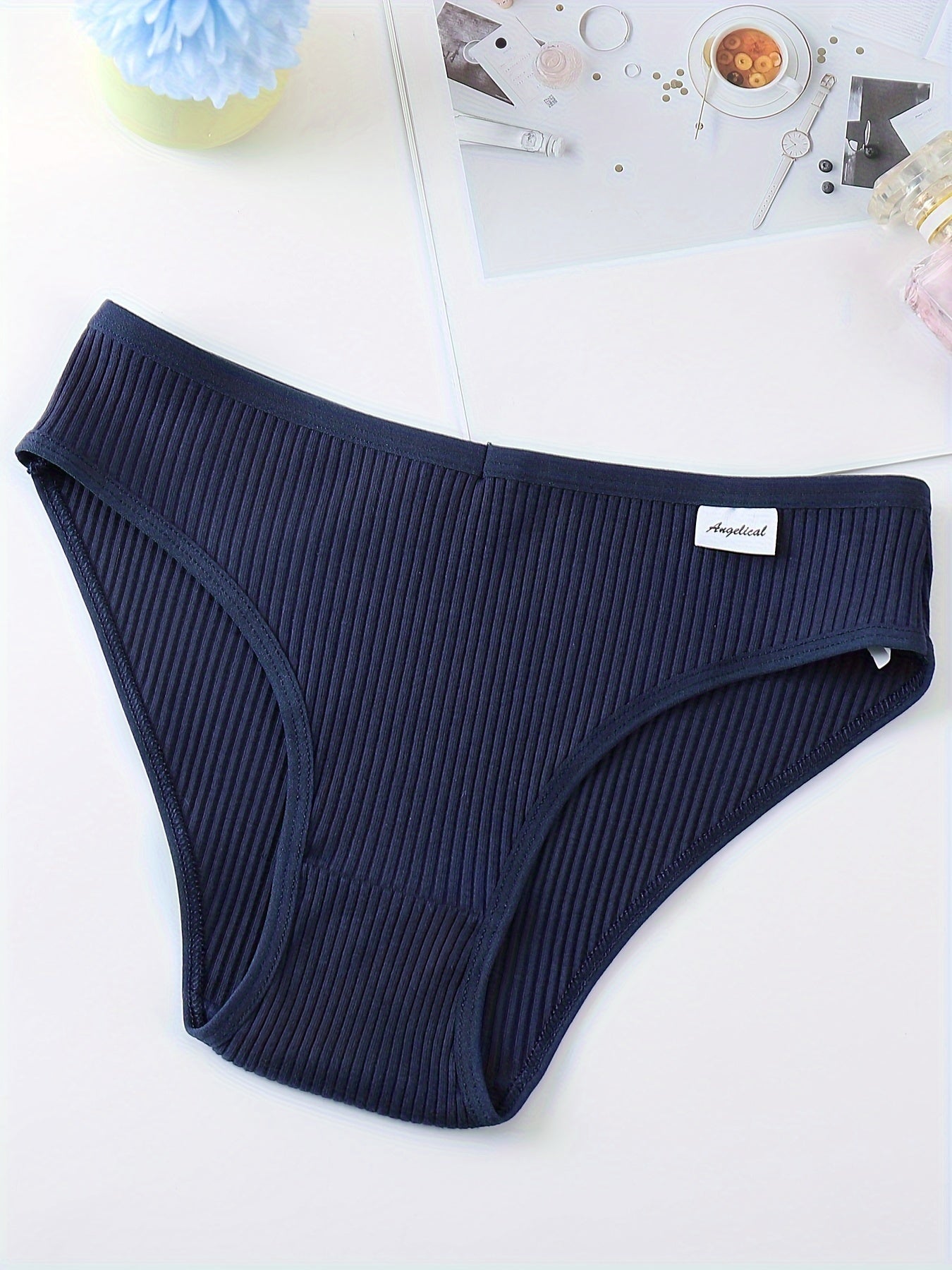 Women's Cotton Ribbed Briefs 4-Pack Mid Rise Comfortable Breathable Underwear