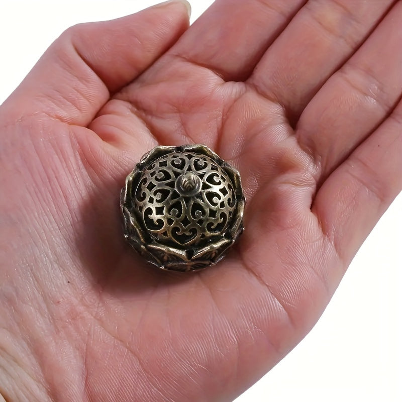Mini Hollow Lotus Incense Burner Antique Bronze Indoor Decor Incense Holder