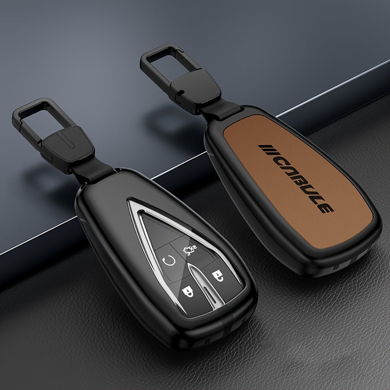 Car Key Cover Zinc Alloy Shockproof Protective Shell Dual-Tone Black Orange