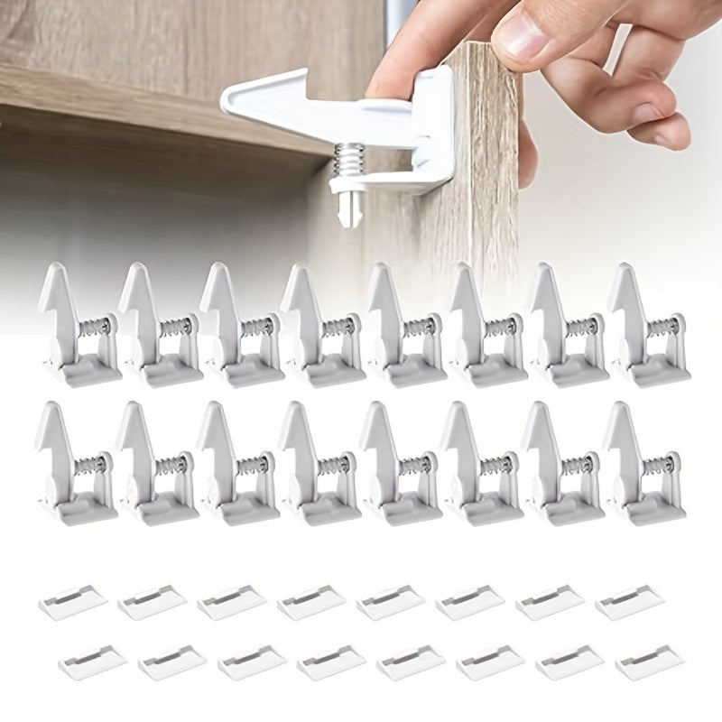 Child Safety Cabinet Locks Set 4pcs with Strong Adhesive Easy Installation for Cabinets and Drawers