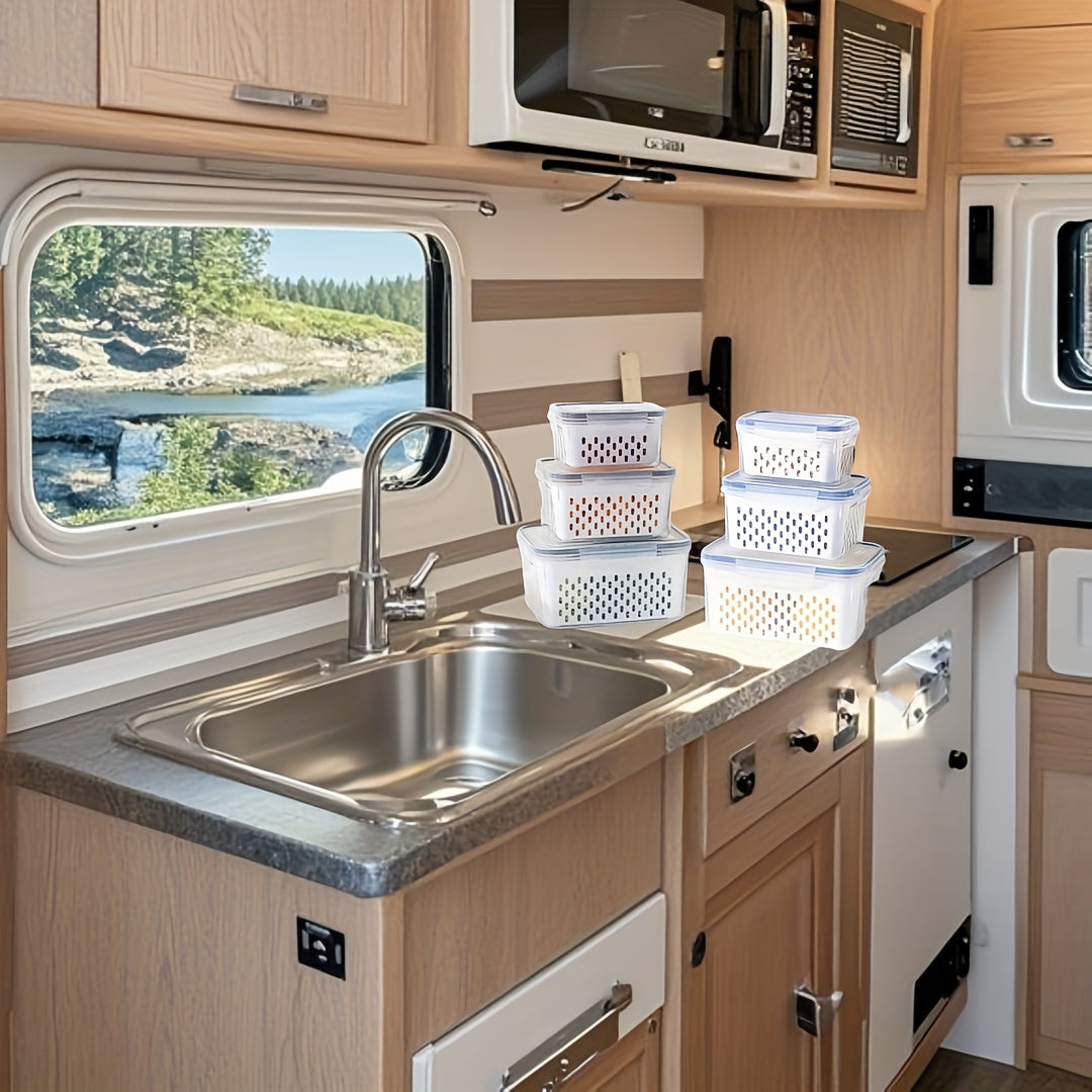 4pcs Stackable Leak-Proof Plastic Food Storage Containers for Pantry and Refrigerator