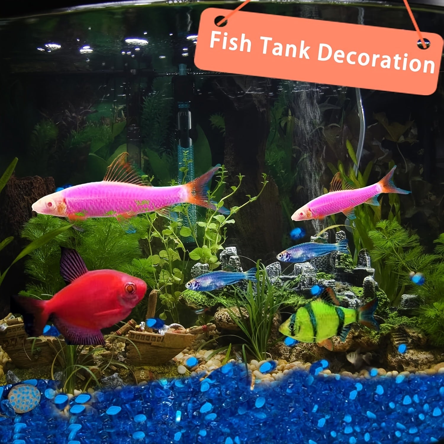 Glow in the Dark Plastic Garden Pebbles for Yard Walkways Aquarium Decor 0.76cm-0.99cm