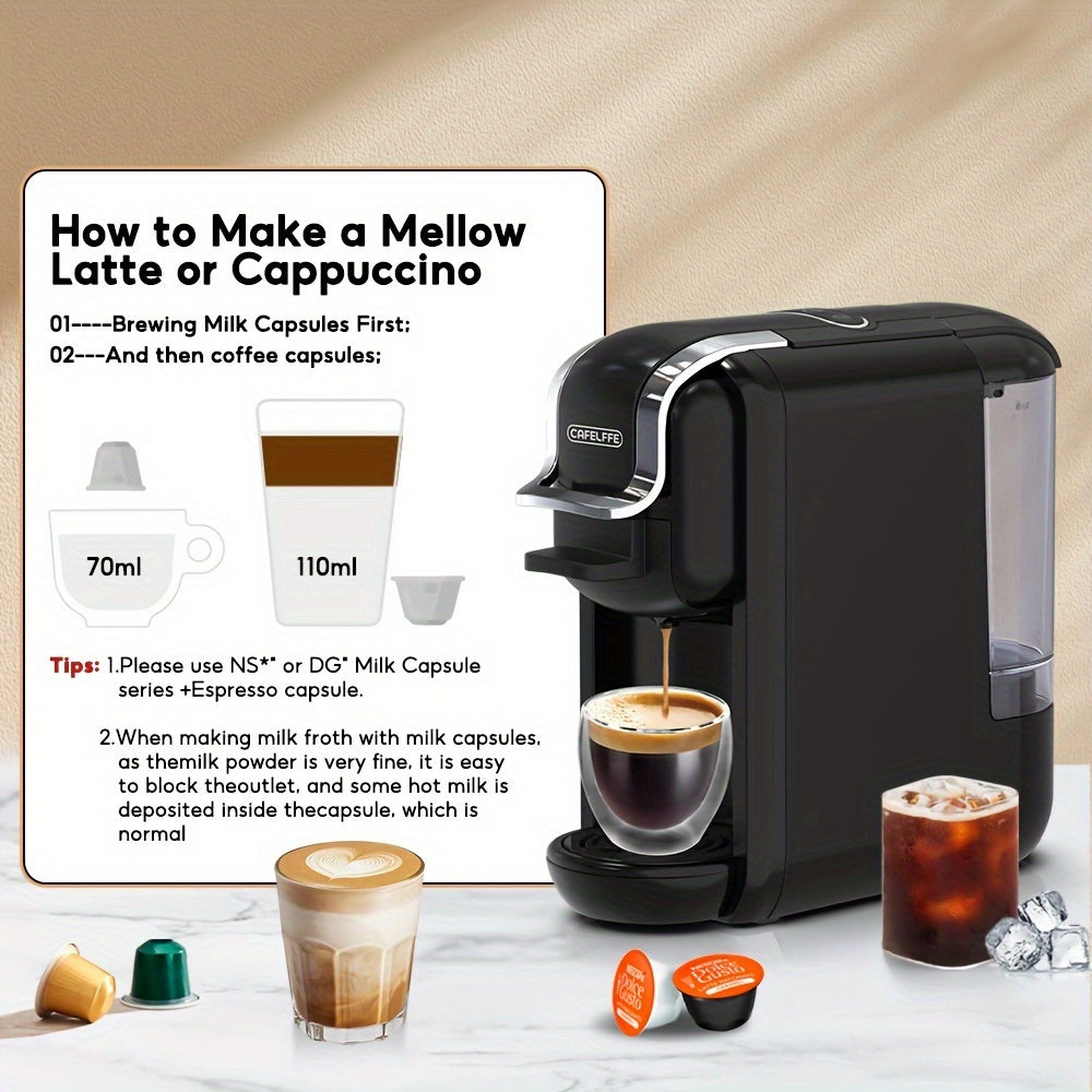 4-in-1 Capsule Coffee Maker with 19 Bar Pump 600ml Water Tank Automatic Shut-Off
