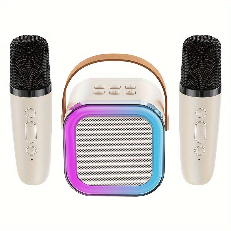 Wireless Karaoke Speaker with Microphones and Dynamic Lights for Home and Outdoor Use