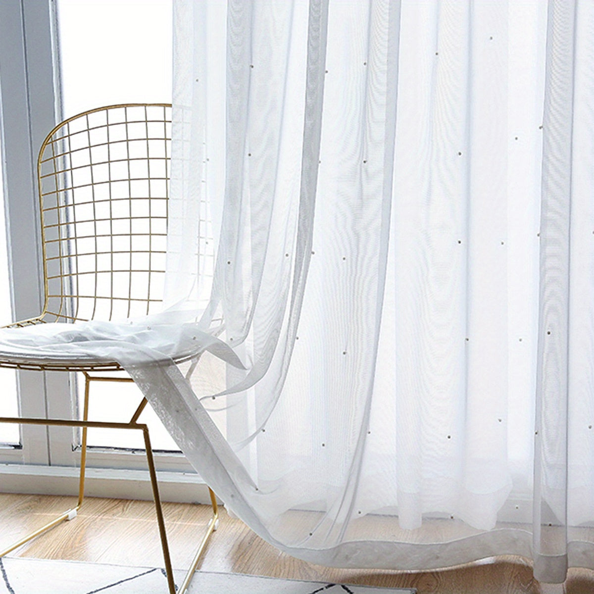 Translucent White Chiffon Sheer Curtain for Living Room and Bedroom