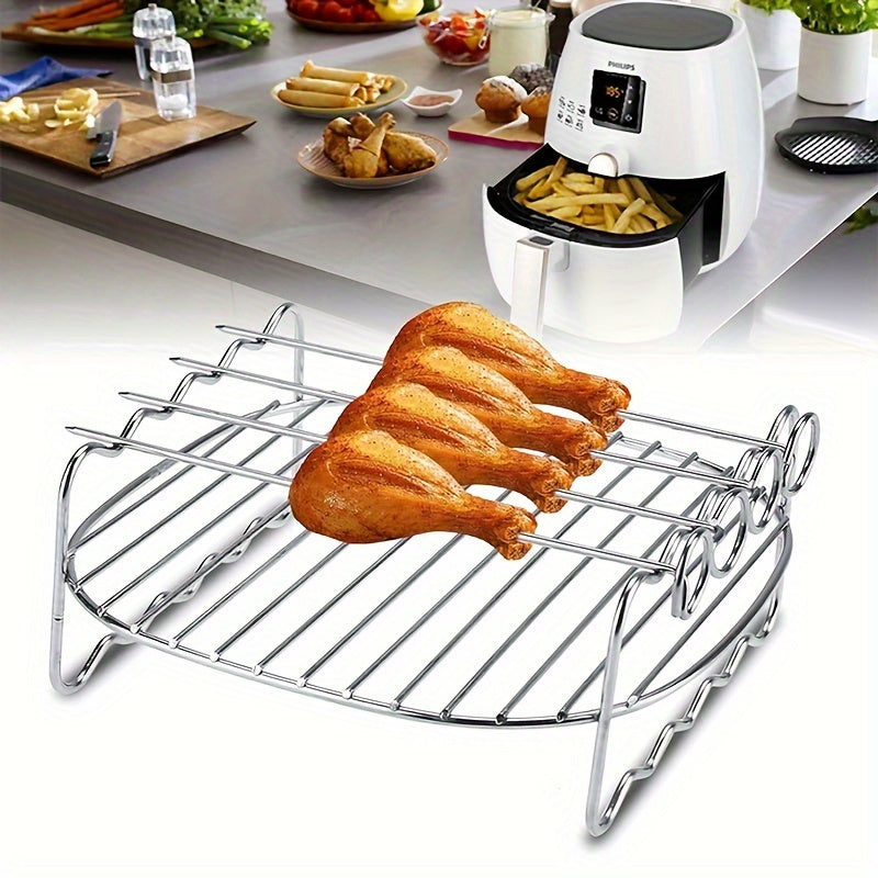Stainless Steel Air Fryer Racks with Dual Layer Skewer Holder, Dishwasher Safe