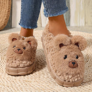 Женские плюшевые тапочки с принтом животных и подошвой из EVA, комфорт круглый год