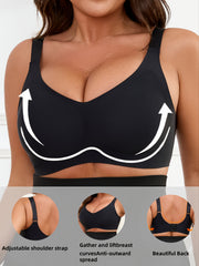 Plus Size Seamless Sports Bra Breathable V-Neck with Removable Pads
