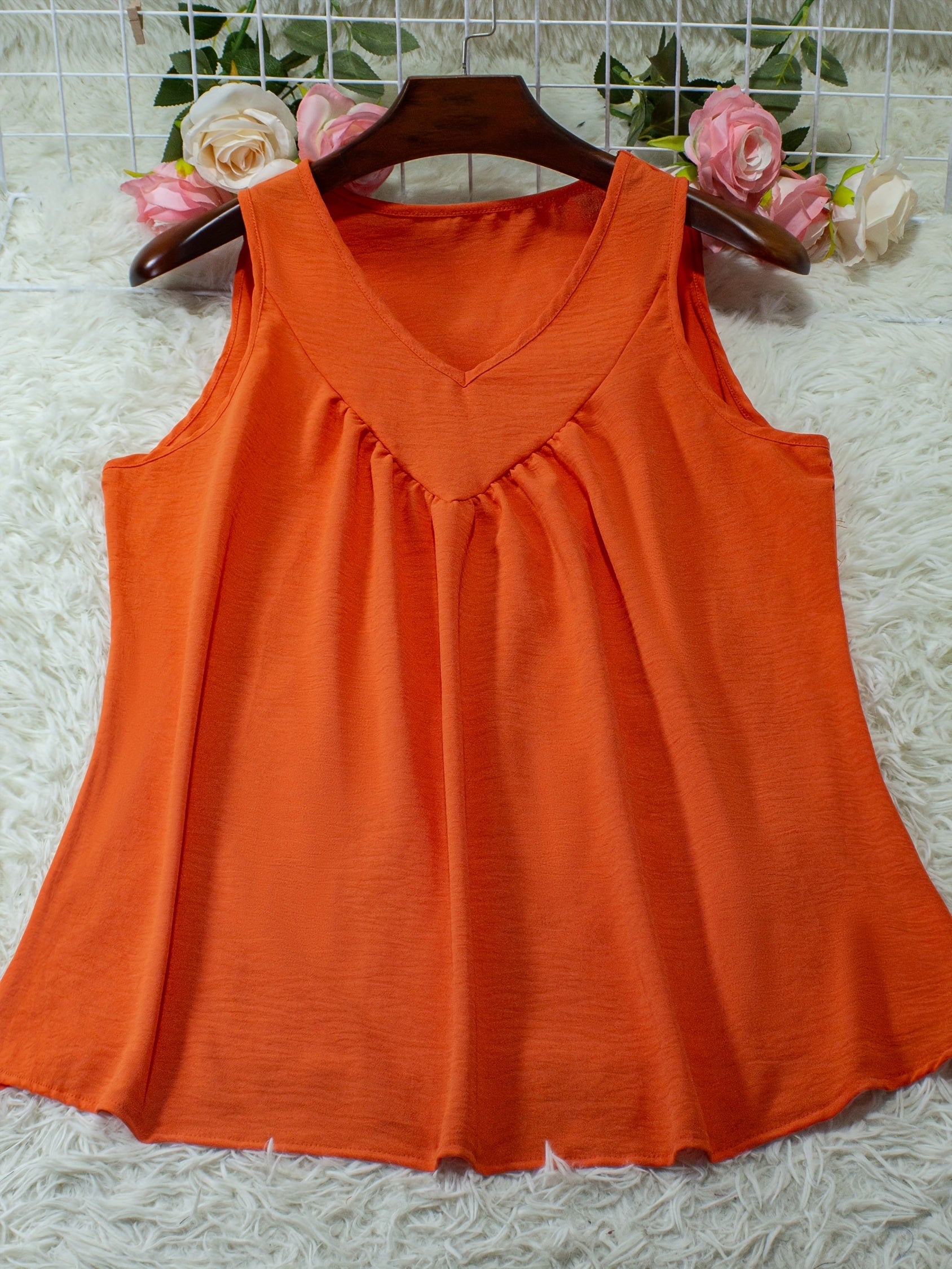 Women's Plus Size V-Neck Tank Top Sleeveless Summer Casual Solid Color