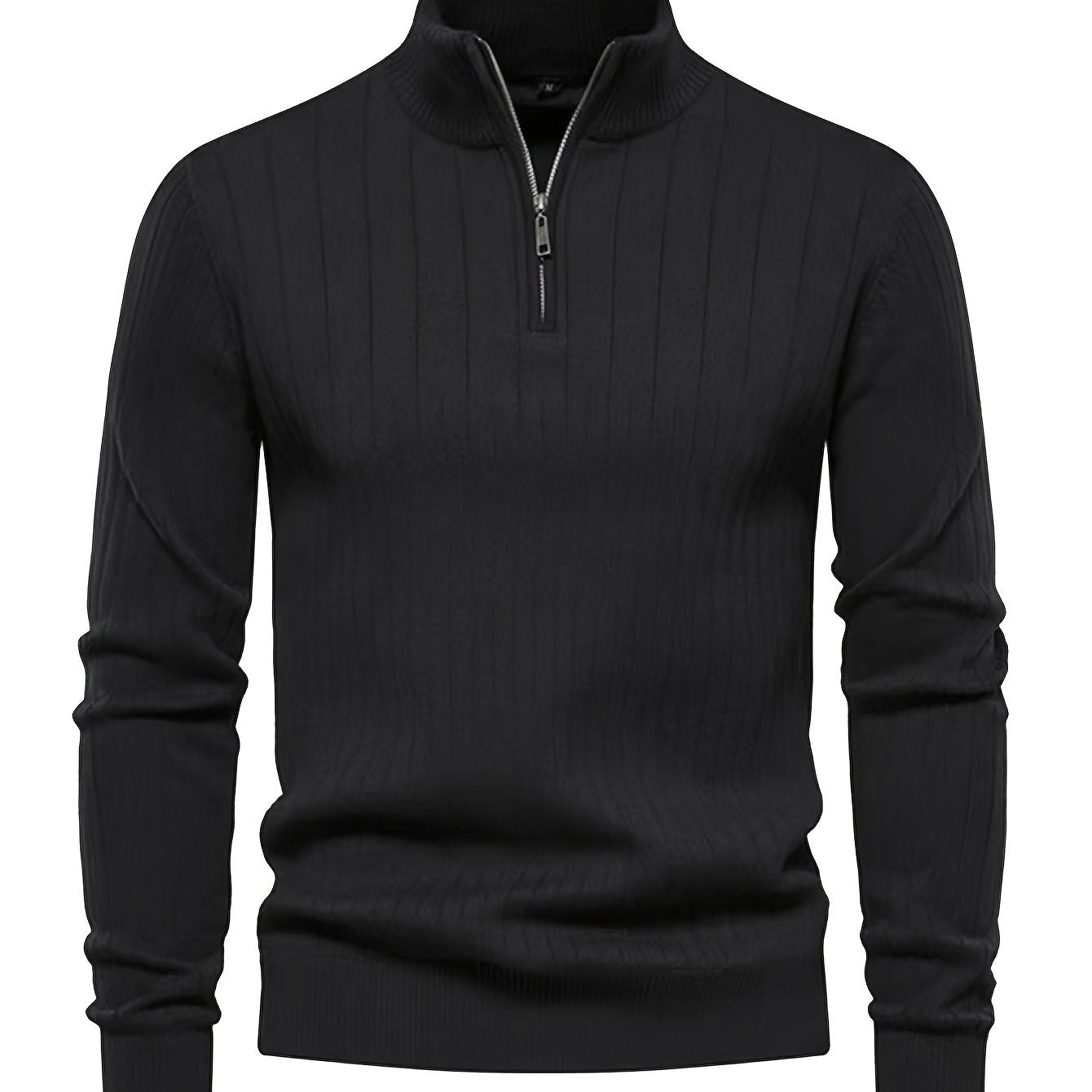 Men's Knitted Zip-Up Sweater Long Sleeve Stand Collar Solid Viscose Polyester Nylon