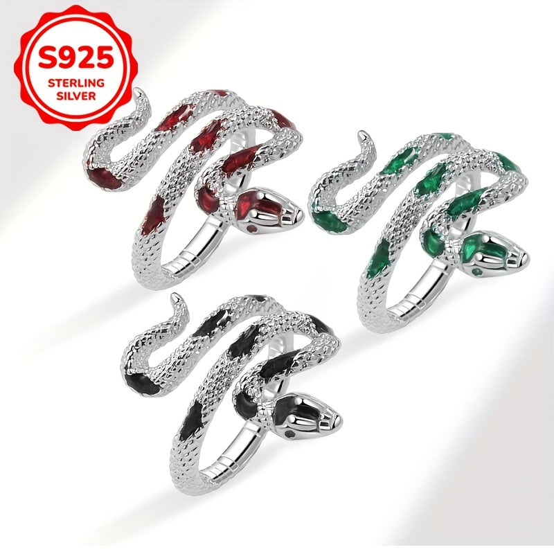 Sterling Silver Snake Open Ring Minimalist Animal-Inspired Statement Jewelry