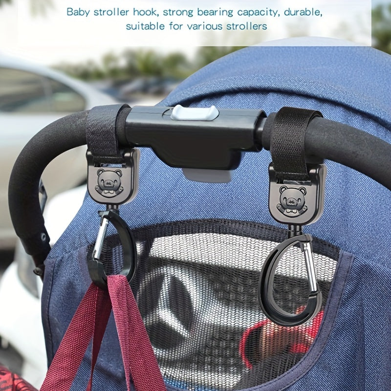 Adjustable Stroller Hooks with 360 Degree Rotation and Detachable Design Plastic