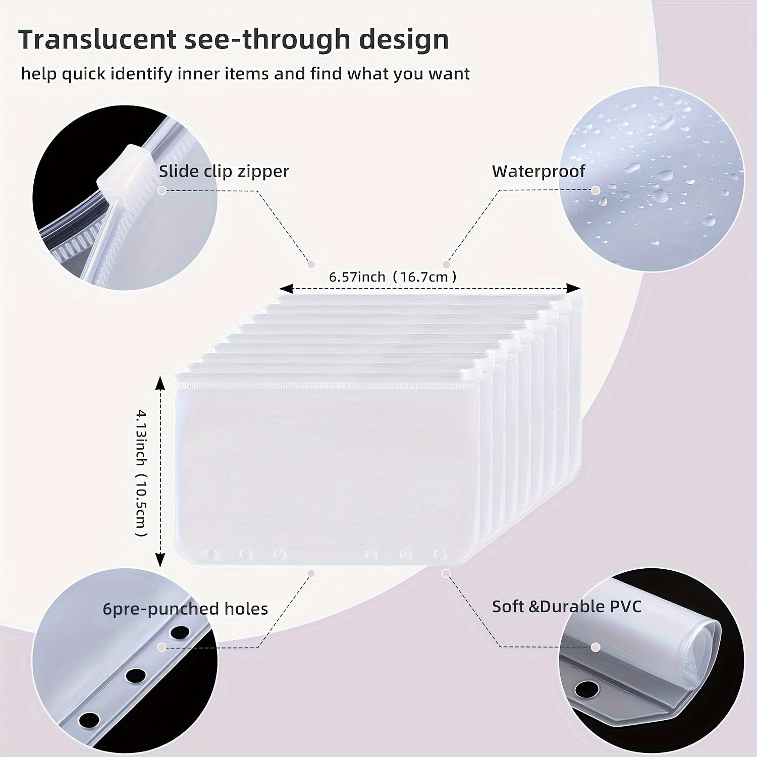 Faux Leather Budget Binder with Zipper Cash Envelopes A6 Organizer